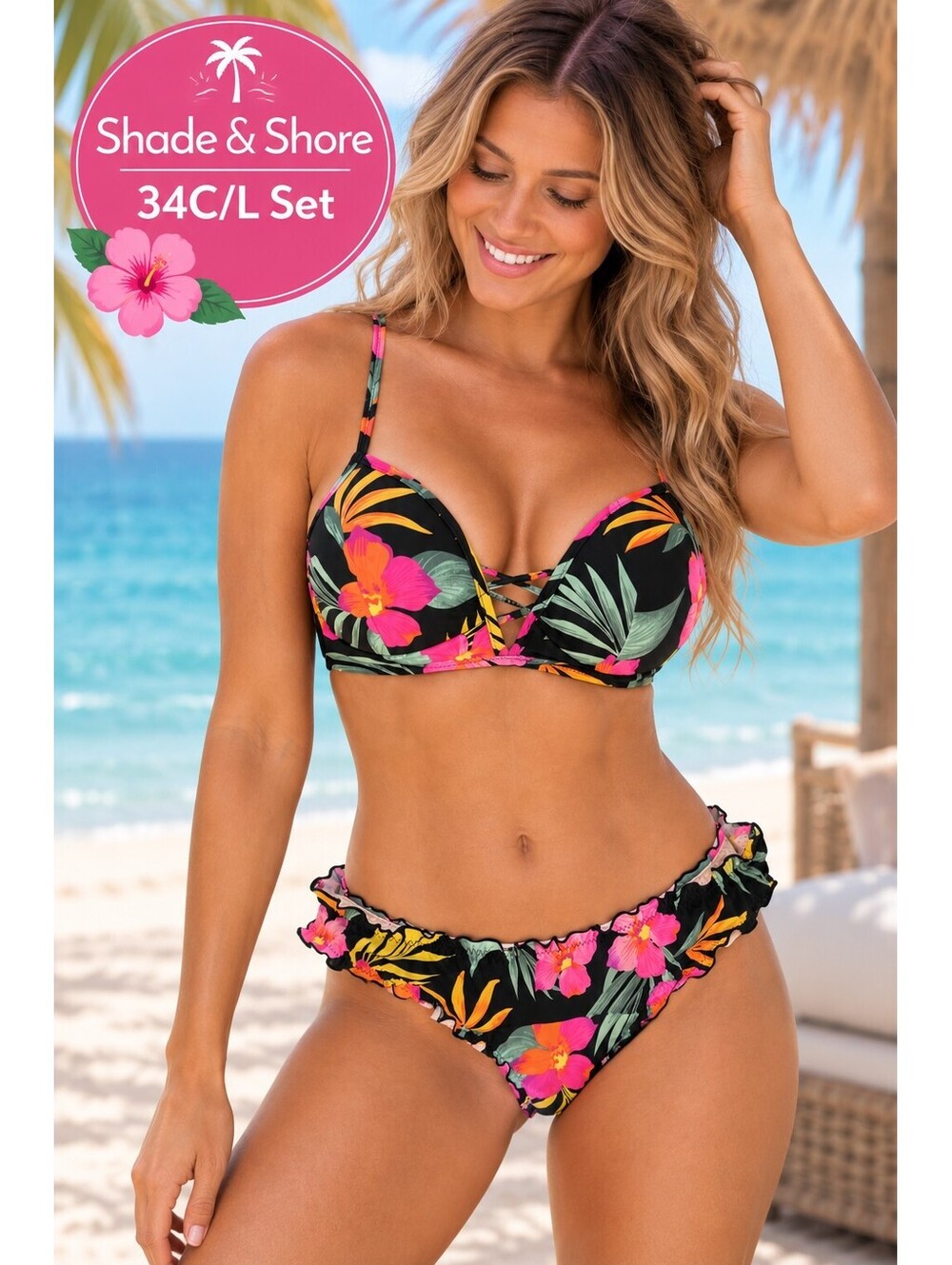 Shade & Shore | 34C/L | Tropical Floral Bikini Set